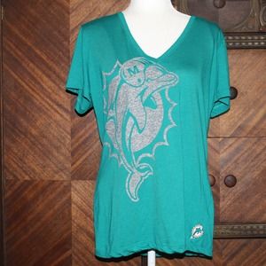 Nike Team Miami Dolphin Green V Neck Shirt XXL